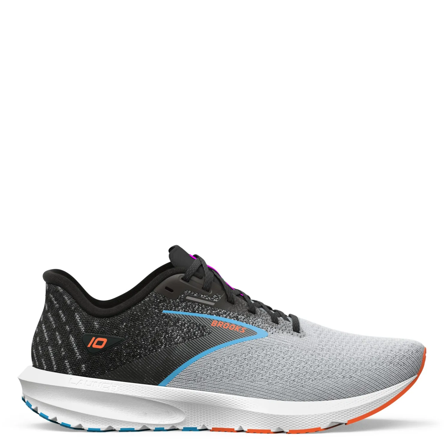 Running*Brooks Men's , Launch 10 Running Shoe - Wide Width Black/Grey/Orange Clown Fish