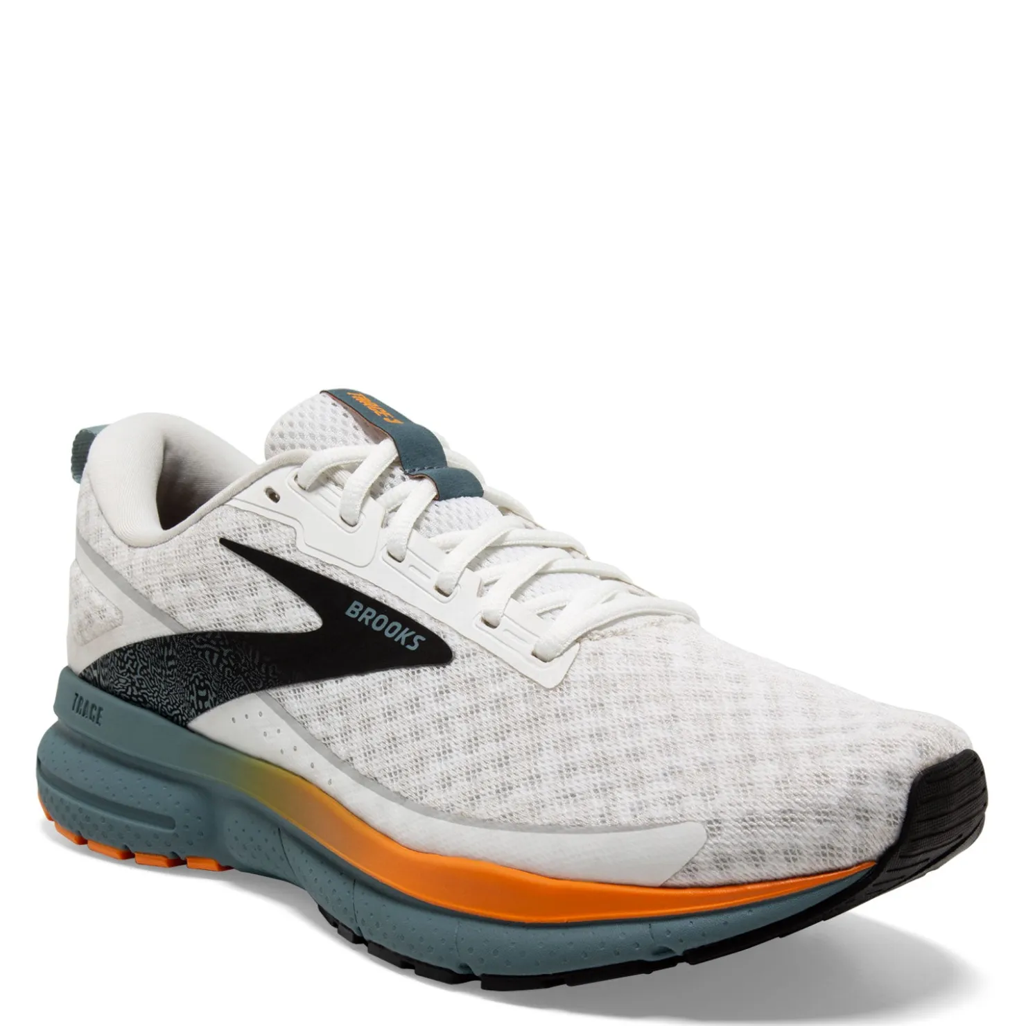 Running*Brooks Men's , Trace 3 Running Shoe White/Orange/Goblin Blue