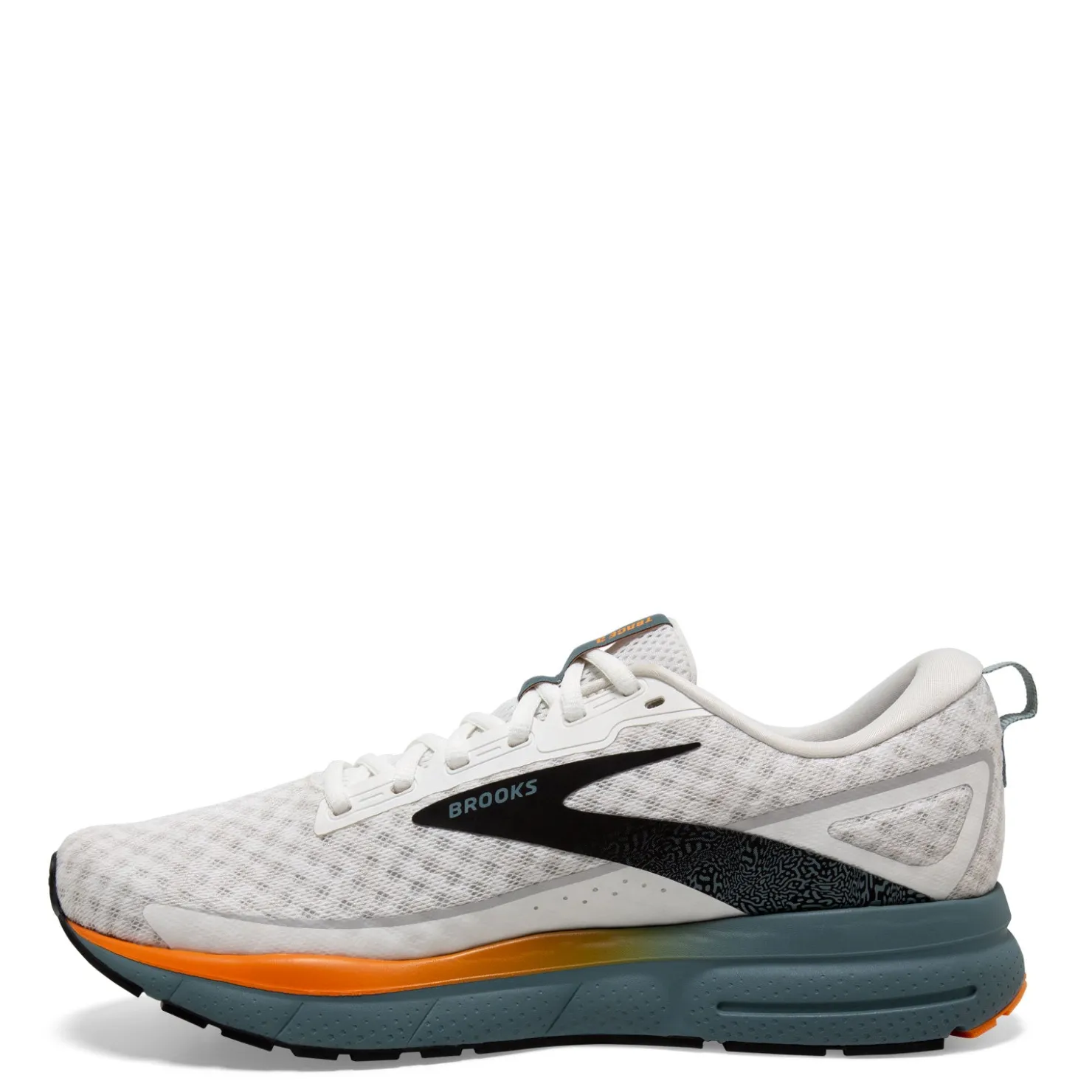 Running*Brooks Men's , Trace 3 Running Shoe White/Orange/Goblin Blue