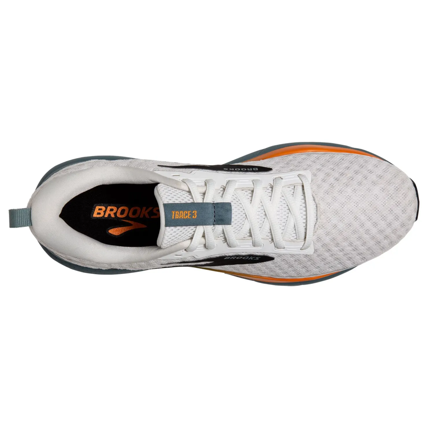 Running*Brooks Men's , Trace 3 Running Shoe White/Orange/Goblin Blue