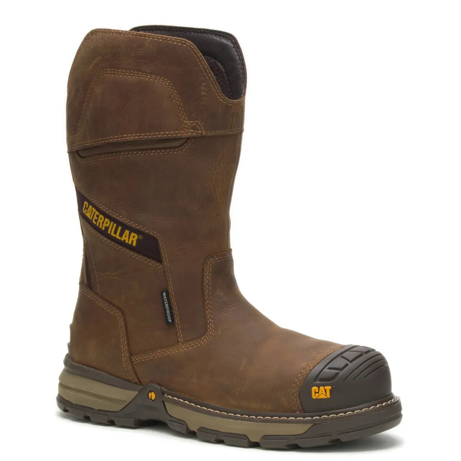 Boots*Caterpillar Men's , Excavator Superlite Pull-On Waterproof Carbon Composite Toe Work Boot Pyramid
