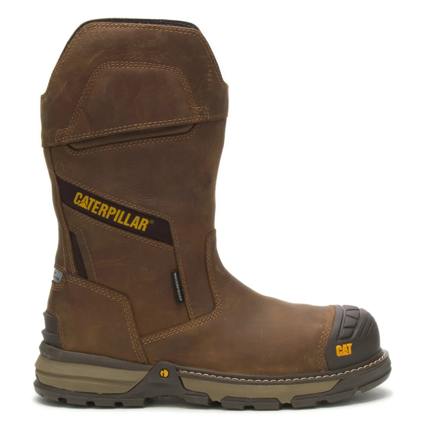 Boots*Caterpillar Men's , Excavator Superlite Pull-On Waterproof Carbon Composite Toe Work Boot Pyramid