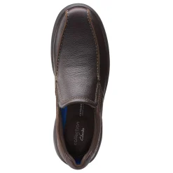 Dress*Clarks Men's , Bradley Step Slip-On Tan Tumbled Leather