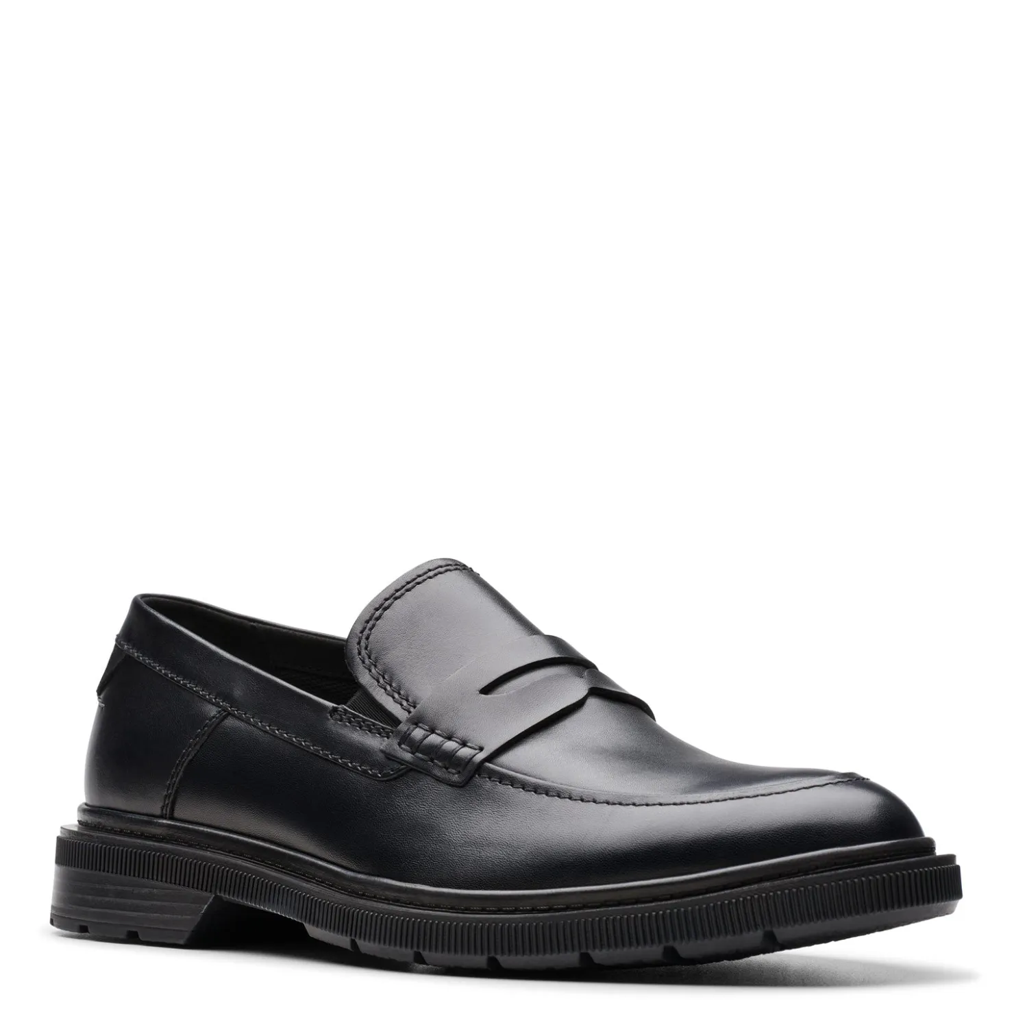 Loafers*Clarks Men's , Burchill Penny Loafer Black Leather