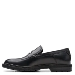 Loafers*Clarks Men's , Burchill Penny Loafer Black Leather
