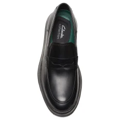 Loafers*Clarks Men's , Burchill Penny Loafer Black Leather