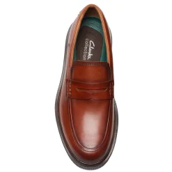 Dress*Clarks Men's , Burchill Penny Loafer Tan Leather