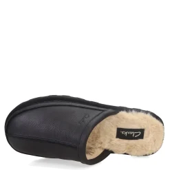 Slip-On Shoes*Clarks Men's , Leather Scuff Slipper Black