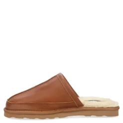 Slippers*Clarks Men's , Leather Scuff Slipper Cashew