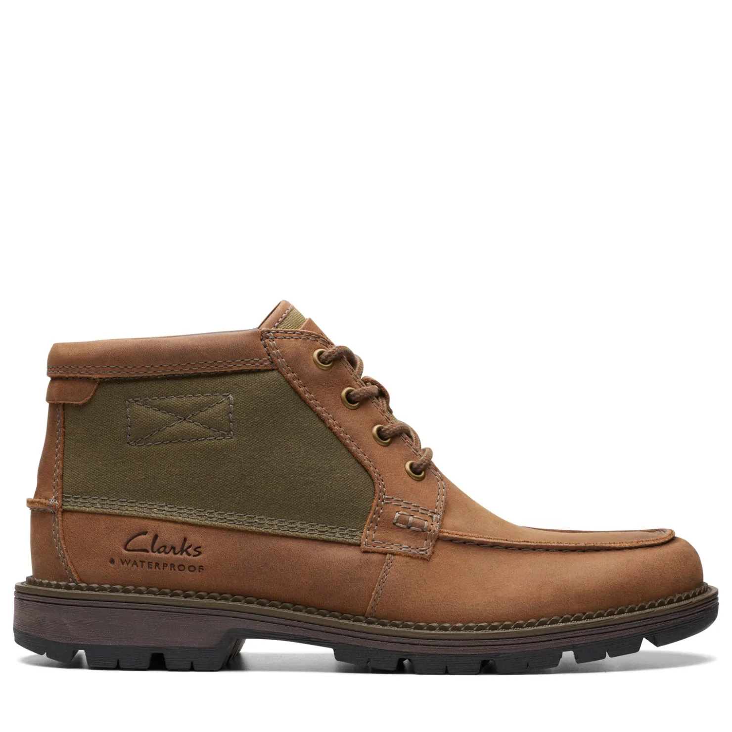 Boots*Clarks Men's , Maplewalk Moc Boot Tan Olive