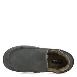 Slippers*Clarks Men's , Suede Slipper Grey