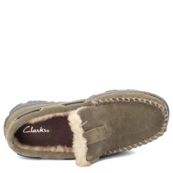 Slippers*Green Market Services Co Inc Men's Clarks, Venetian Moccasin Slipper Sage Green