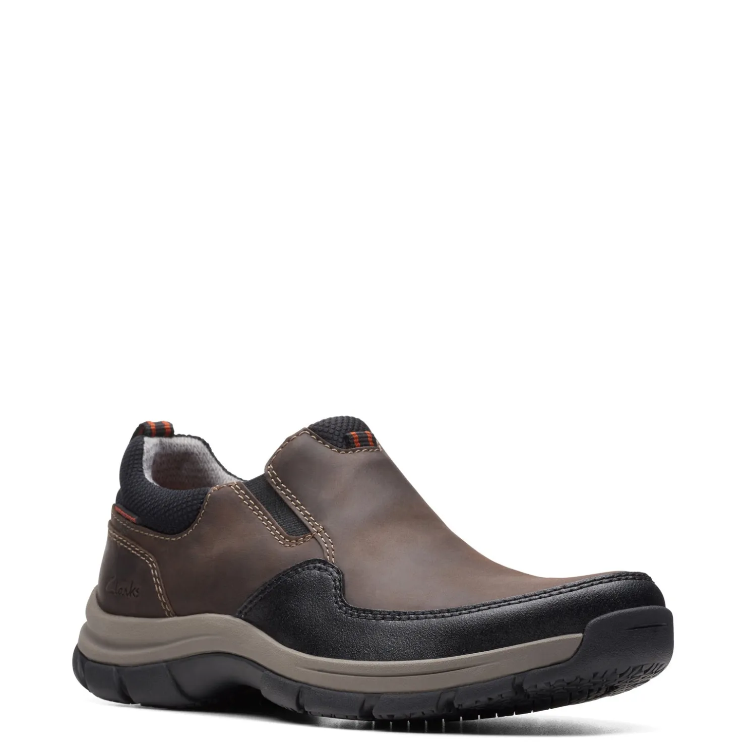 Loafers*Clarks Men's , Walpath Step Slip-On Dark Brown