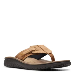 Sandals*Clarks Men's , Wesley Sun Sandal Tan Leather
