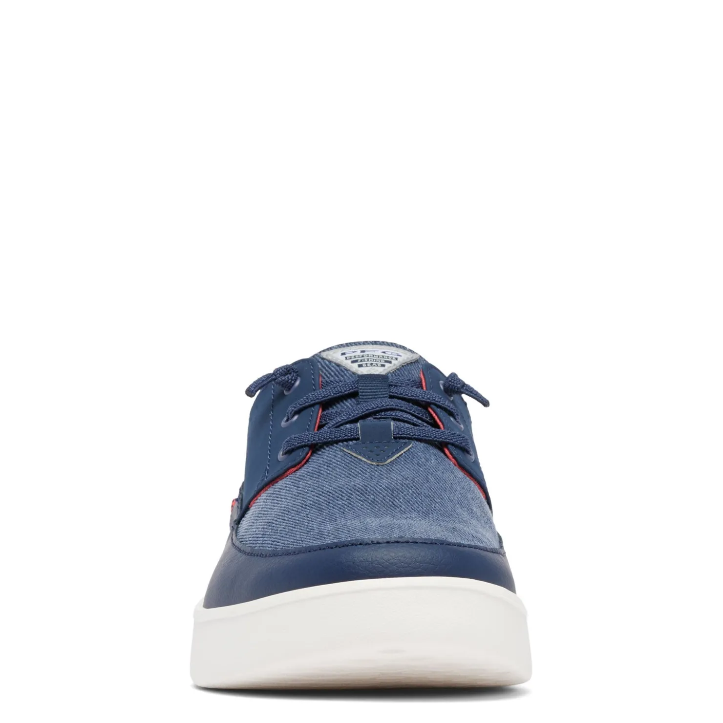 Boat Shoes*Columbia Men's , Boatside Relaxed PFG Slip-On Shoe Collegiate Navy Sunset Red