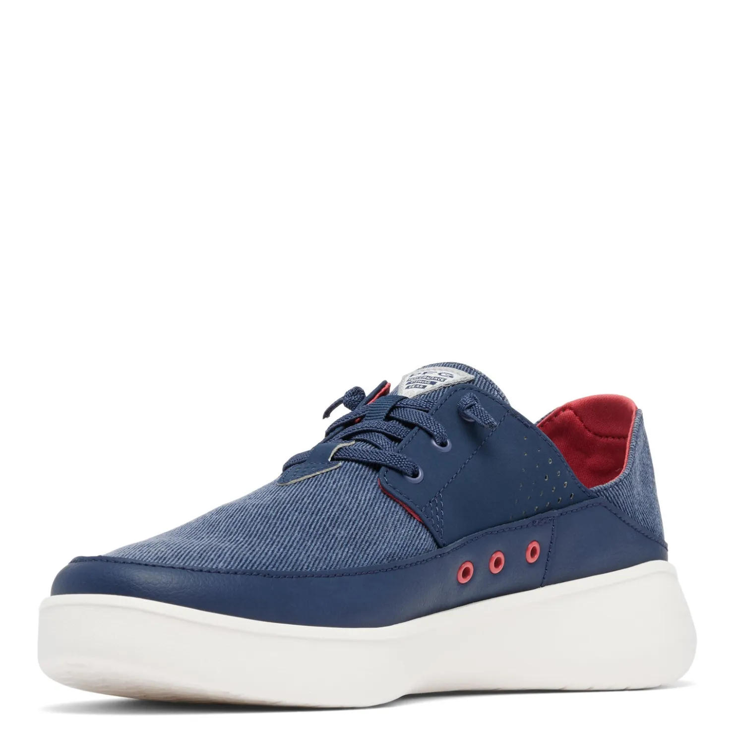 Boat Shoes*Columbia Men's , Boatside Relaxed PFG Slip-On Shoe Collegiate Navy Sunset Red