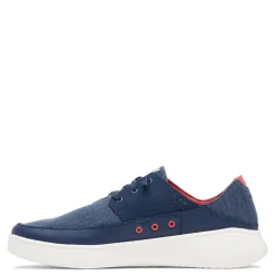 Boat Shoes*Columbia Men's , Boatside Relaxed PFG Slip-On Shoe - Wide Width Collegiate Navy Sunset Red