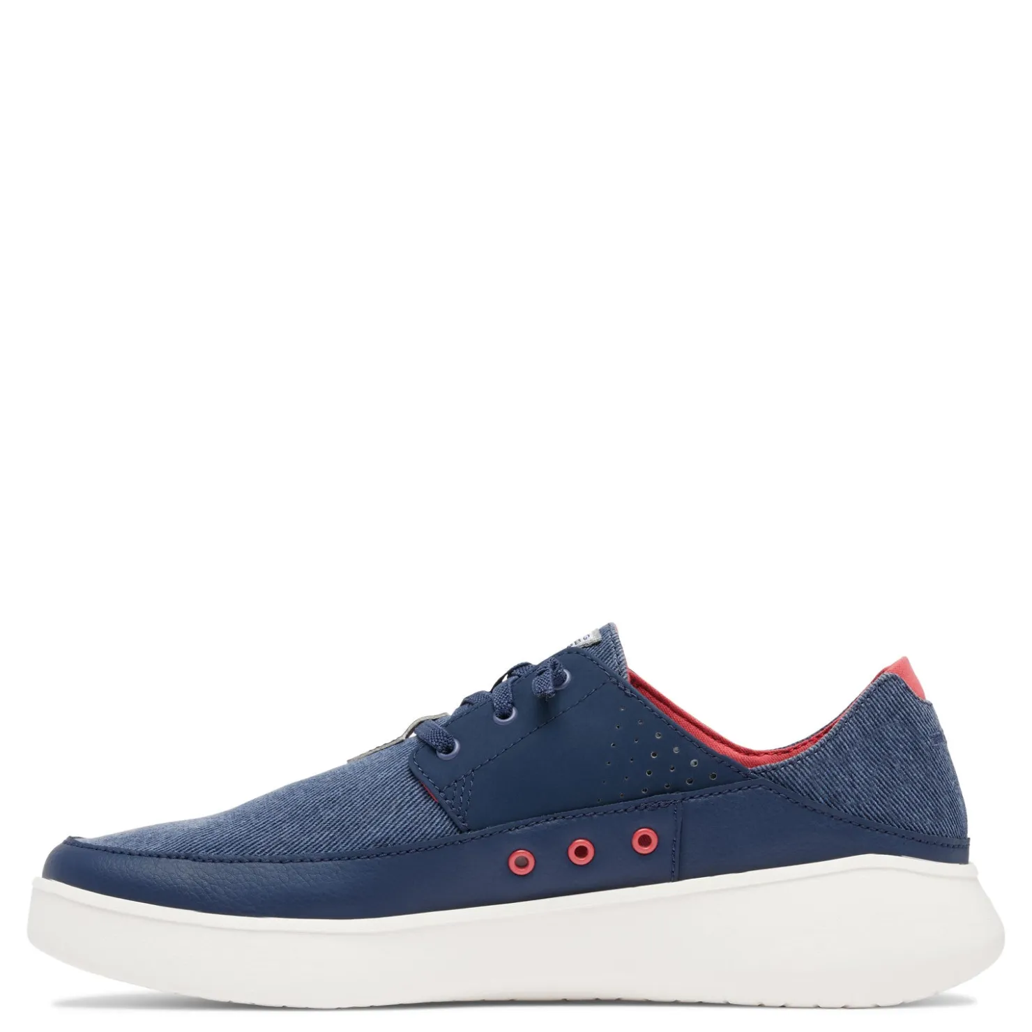 Boat Shoes*Columbia Men's , Boatside Relaxed PFG Slip-On Shoe - Wide Width Collegiate Navy Sunset Red