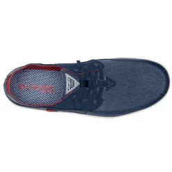 Boat Shoes*Columbia Men's , Boatside Relaxed PFG Slip-On Shoe - Wide Width Collegiate Navy Sunset Red