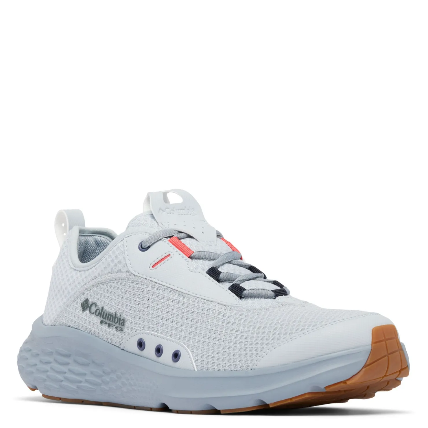 Boat Shoes*Columbia Men's , PFG Castback Fishing Sneaker - Wide Width Cirrus Grey Sunset Red