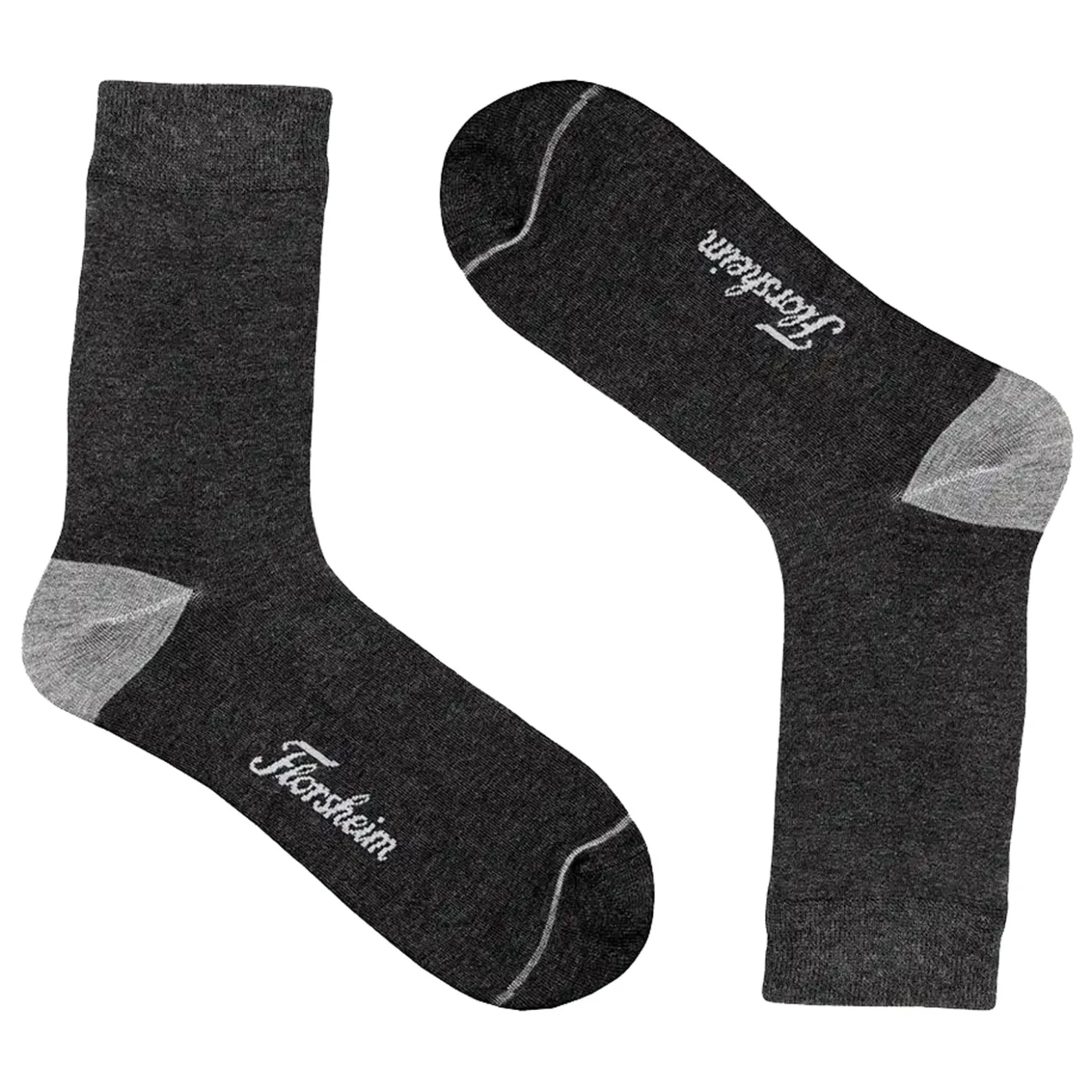 Socks*Florsheim Men's , Bamboo Flat Crew Dress Socks - One Pair Charcoal