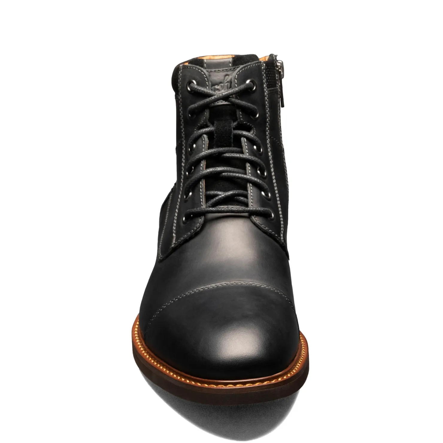 Boots*Florsheim Men's , Chalet Cap Toe Boot Black Crazy Horse
