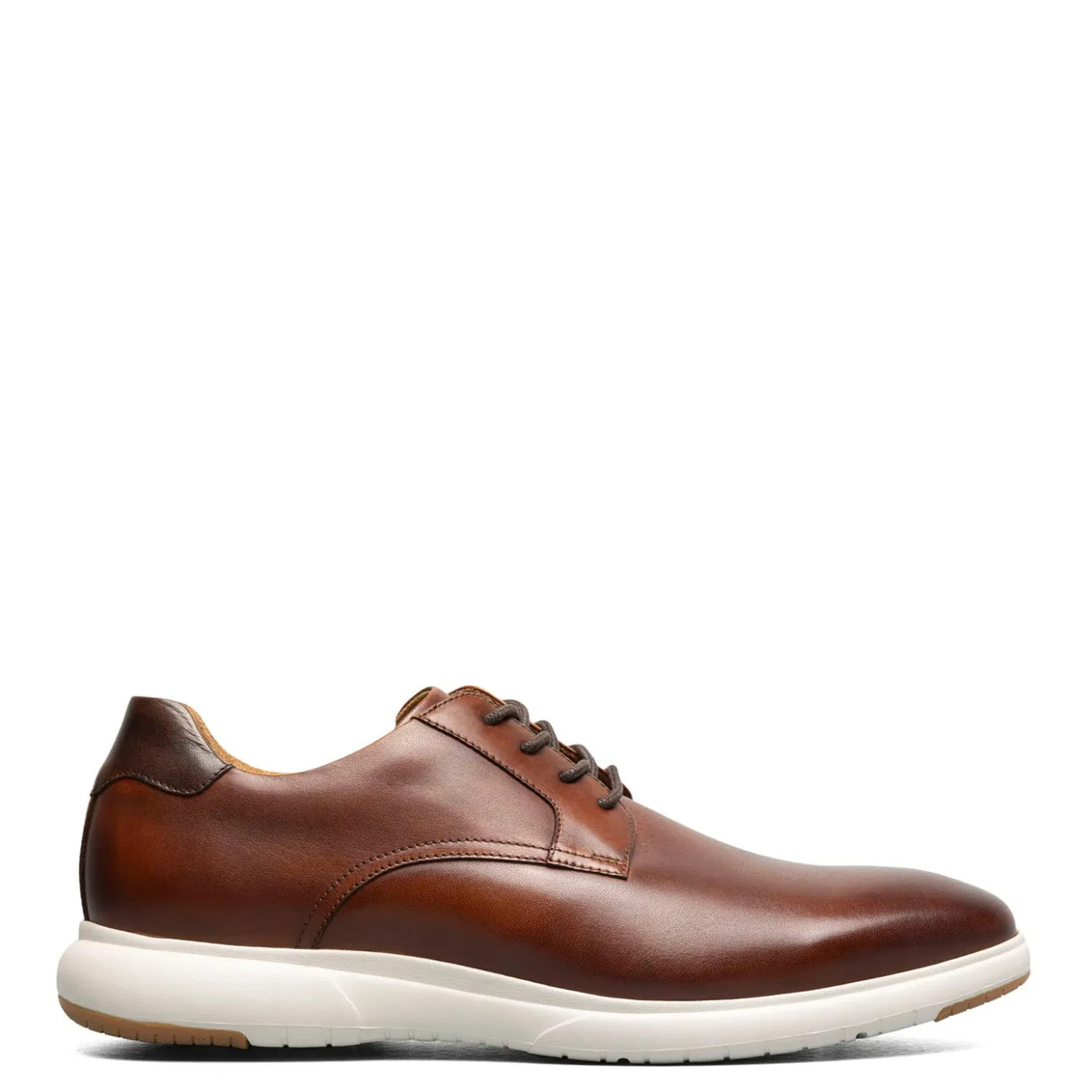 Dress*Florsheim Men's , Dash Plain Toe Oxford Cognac Brown Smooth W/White Sole