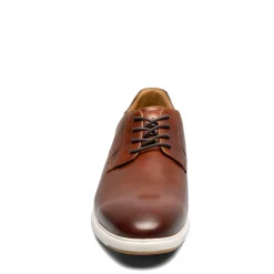 Dress*Florsheim Men's , Dash Plain Toe Oxford Cognac Brown Smooth W/White Sole