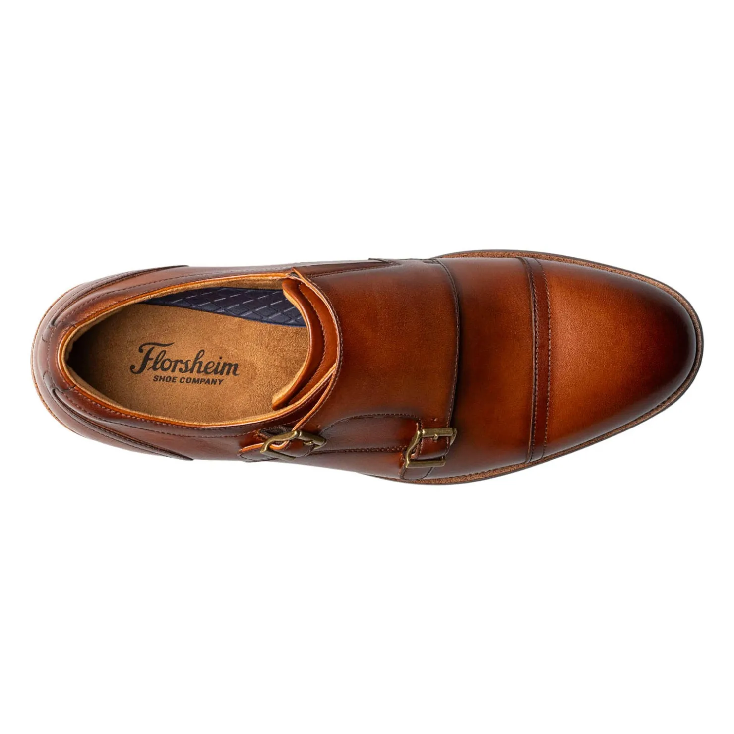 Dress*Florsheim Men's , Rucci Cap Toe Double Monk Strap Loafer Cognac Smooth