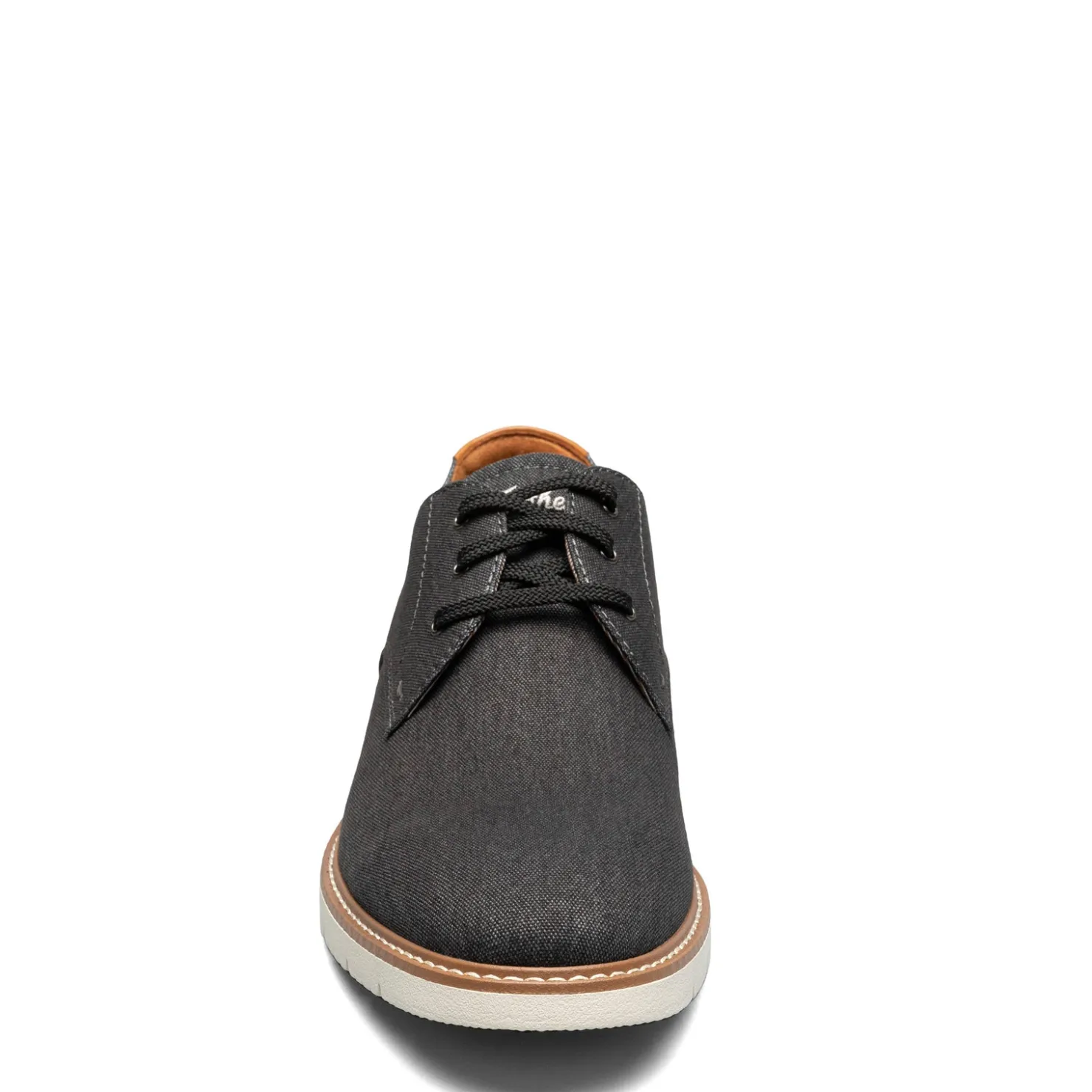 Oxfords*Florsheim Men's , Vibe Canvas Plain Toe Oxford Black Canvas/Cognac Smooth W/White Sole