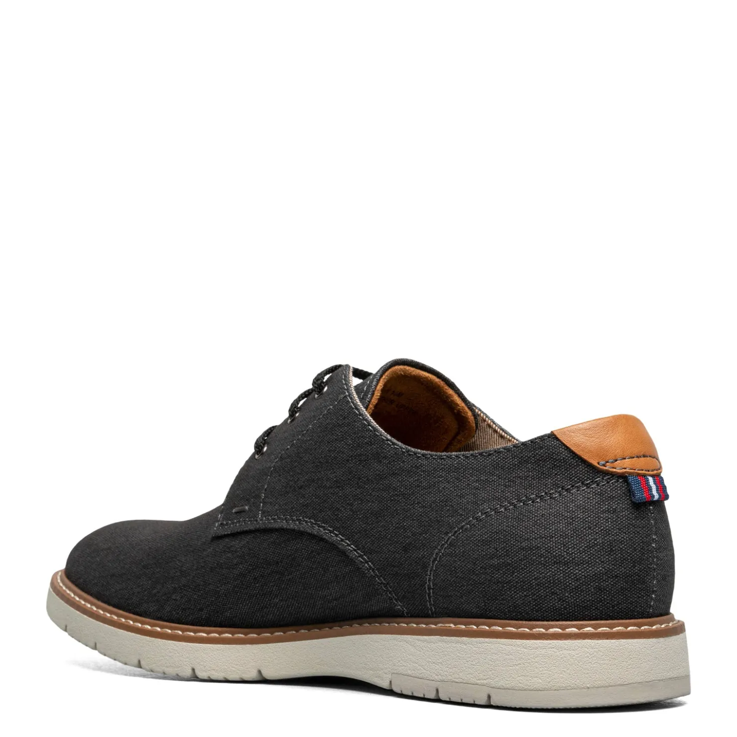 Oxfords*Florsheim Men's , Vibe Canvas Plain Toe Oxford Black Canvas/Cognac Smooth W/White Sole