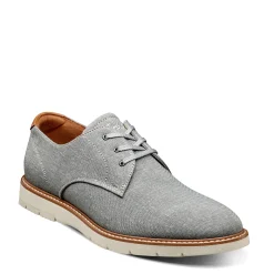 Oxfords*Florsheim Men's , Vibe Canvas Plain Toe Oxford Gray Canvas/Cognac Smooth W/White Sole