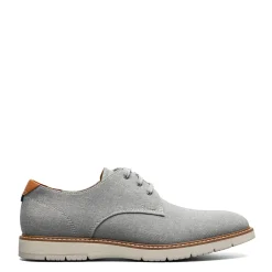 Oxfords*Florsheim Men's , Vibe Canvas Plain Toe Oxford Gray Canvas/Cognac Smooth W/White Sole