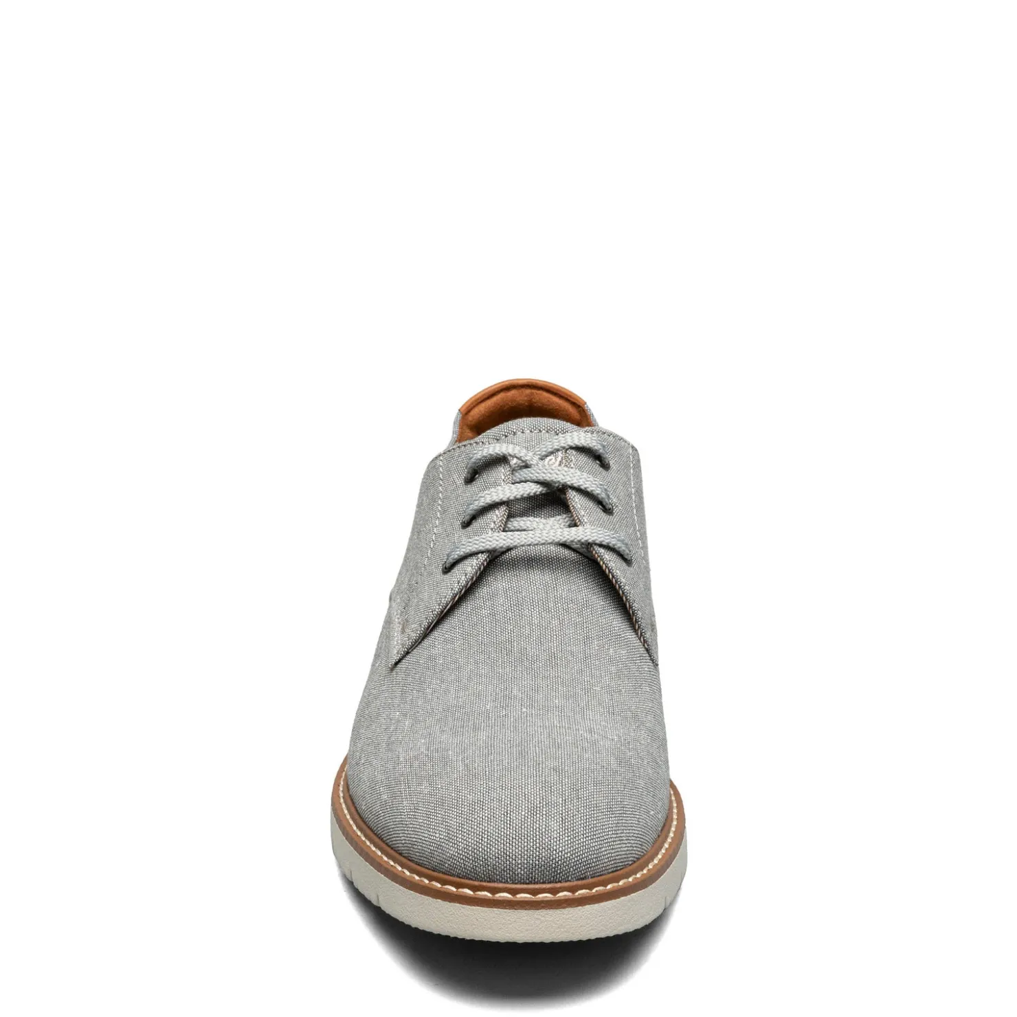 Oxfords*Florsheim Men's , Vibe Canvas Plain Toe Oxford Gray Canvas/Cognac Smooth W/White Sole