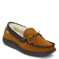 Slippers*LB Evans Men's , Atlin Boa Slipper Brown Suede/Cream