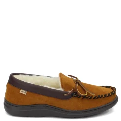 Slippers*LB Evans Men's , Atlin Boa Slipper Brown Suede/Cream
