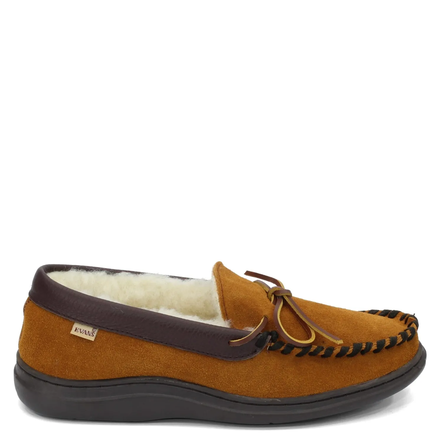Slippers*LB Evans Men's , Atlin Boa Slipper Brown Suede/Cream