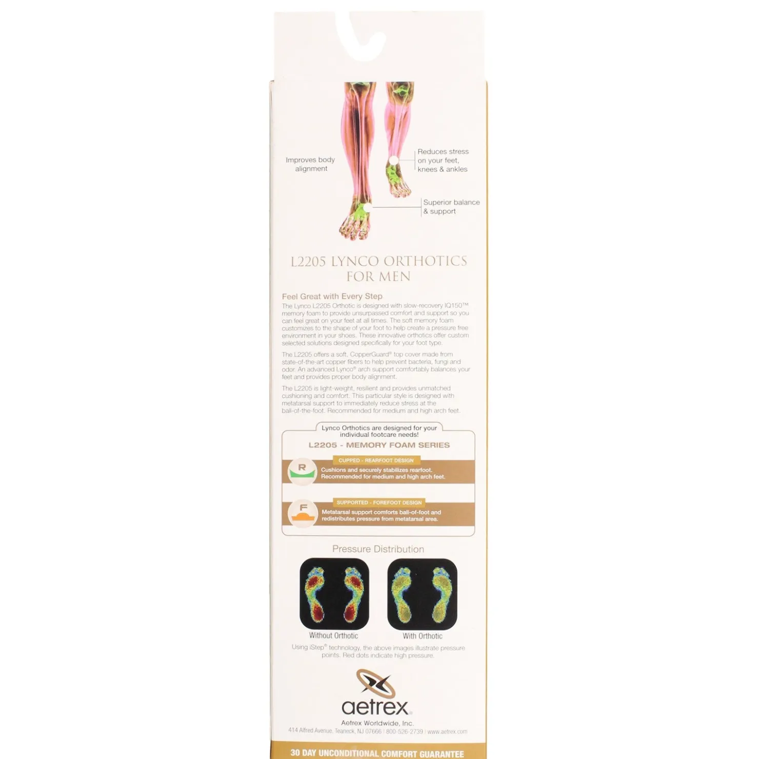 Insoles*Aetrex Men's Lynco by , Memory Foam Ortho Cup/Support Neutral Brown Multi
