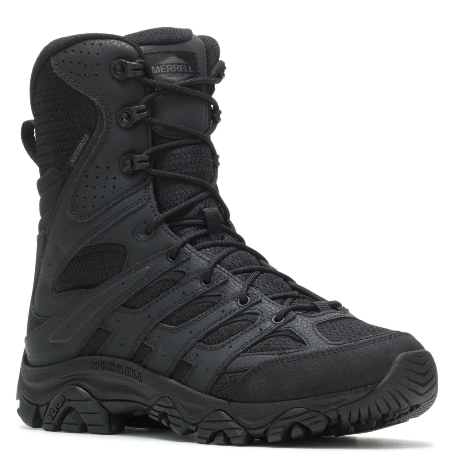 Boots*Merrell Men's , Moab 3 WP Tactical Zip 8in Work Boot - Wide Width Black