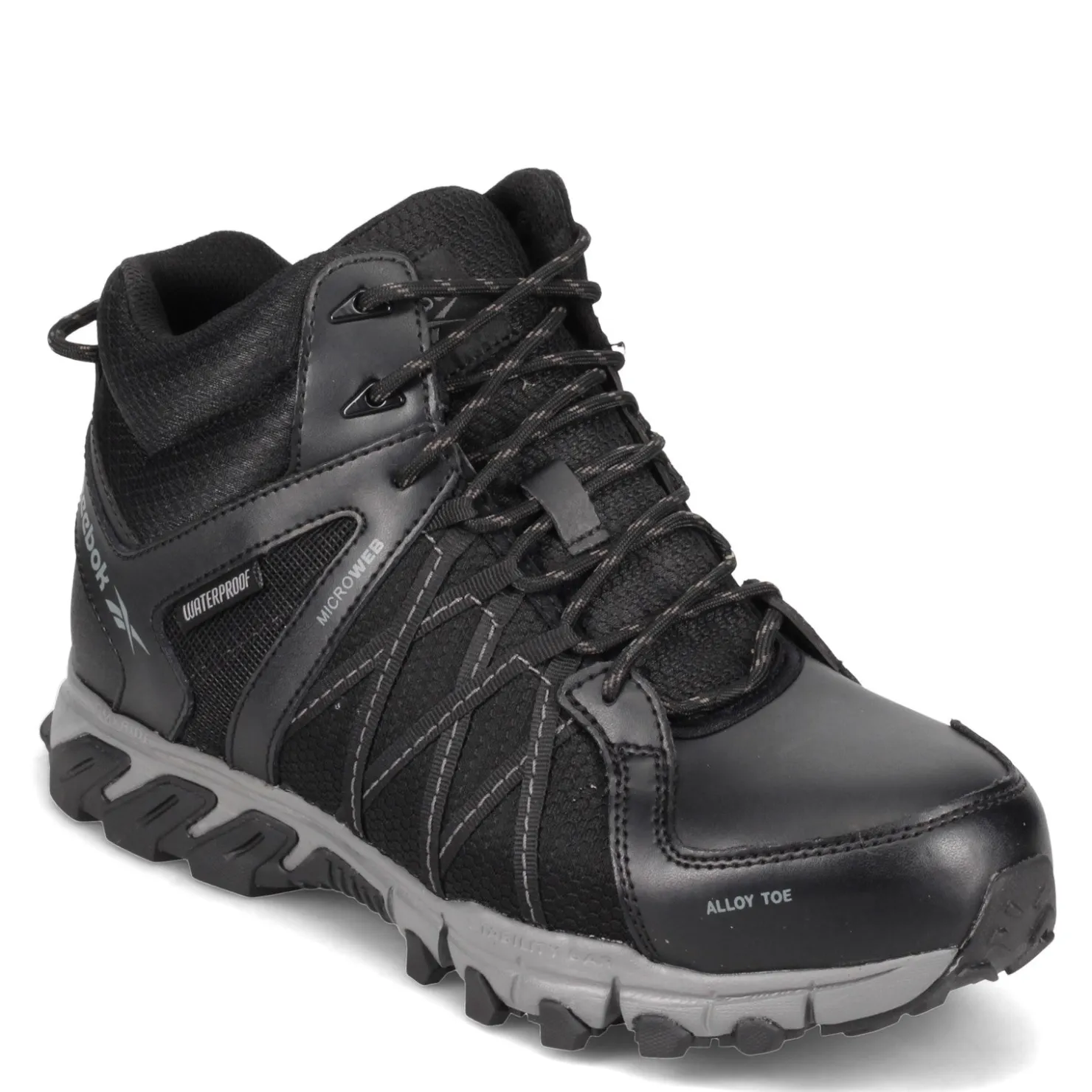 Boots*Reebok Work Men's , Trail Grip Mid Waterproof Black