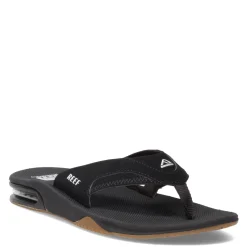 Sandals*Reef Men's , Fanning Flip-Flop Black/Silver