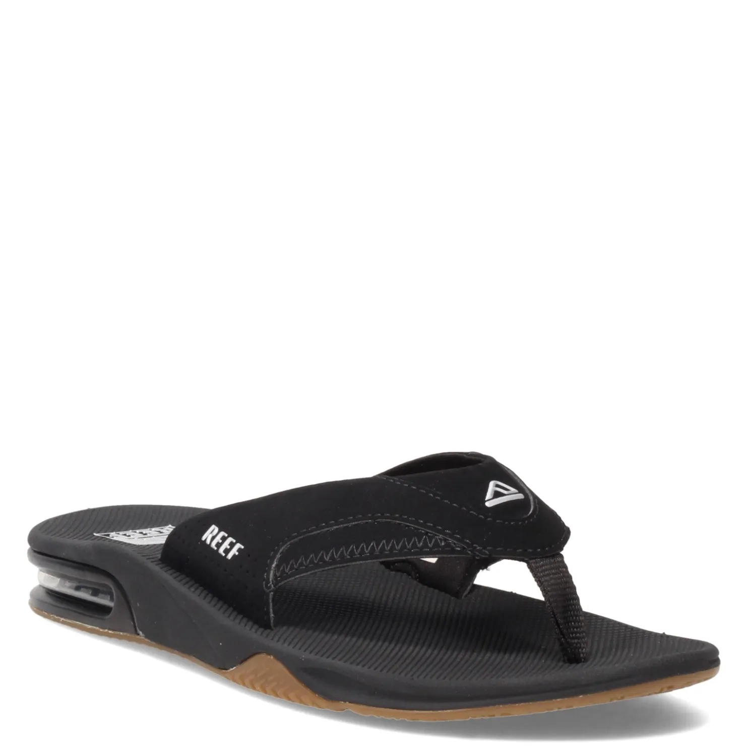 Sandals*Reef Men's , Fanning Flip-Flop Black/Silver