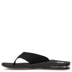 Sandals*Reef Men's , Fanning Flip-Flop Black/Silver