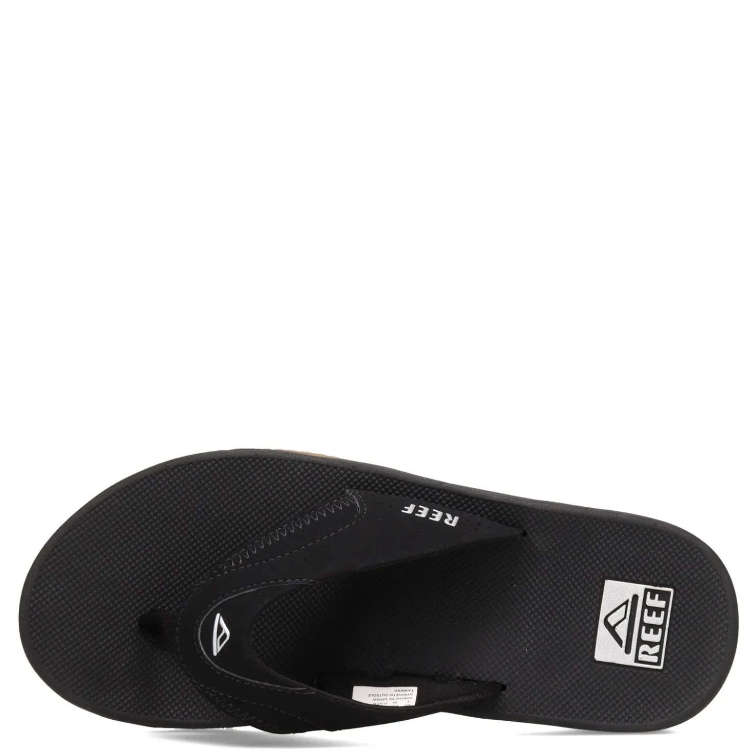 Sandals*Reef Men's , Fanning Flip-Flop Black/Silver