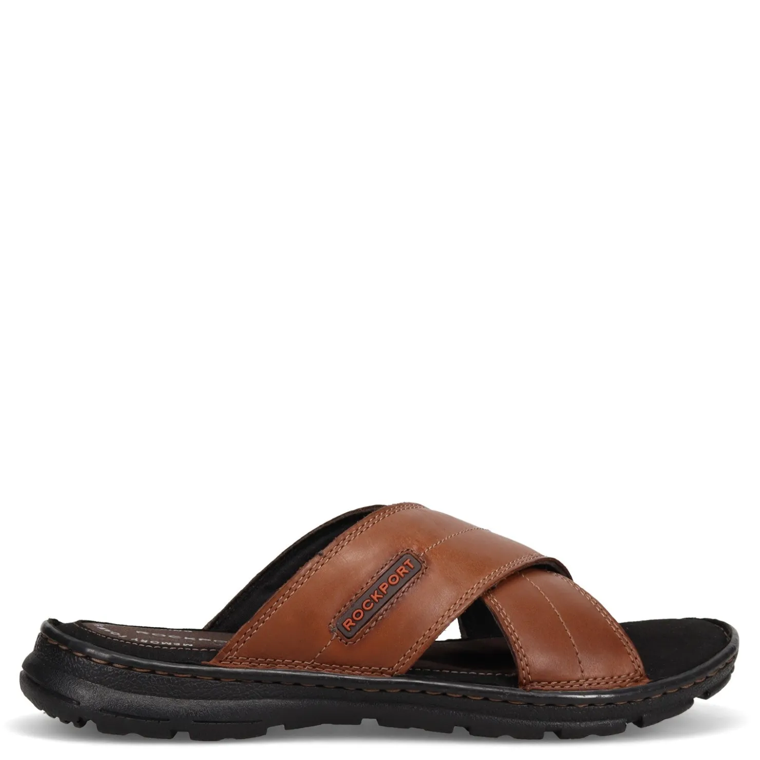 Sandals*Rockport Men's , Darwyn Cross Band Slide Sandal Coach Brown Leather