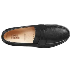 Loafers*Samuel Hubbard Men's , Free Spirit Slip-On Black Leather