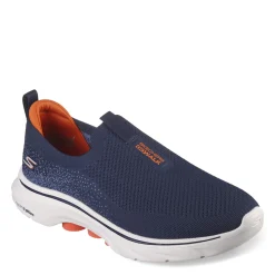 Walking*Skechers Men's , GO WALK 7 Sneaker Navy And Orange