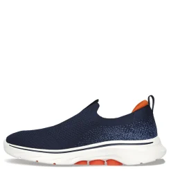 Walking*Skechers Men's , GO WALK 7 Sneaker Navy And Orange