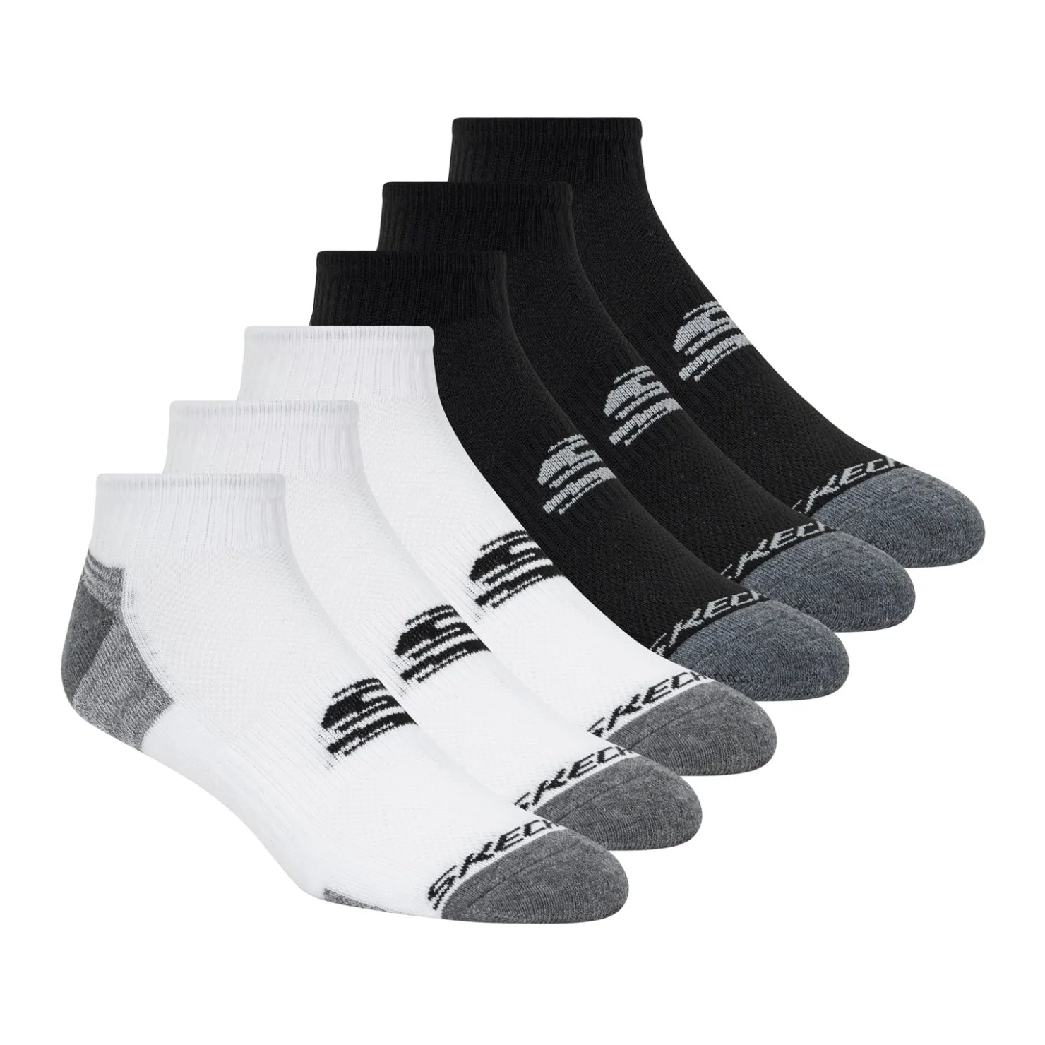 Socks*United Legwear Company Llc Men's Skechers, Quarter Socks - 6 Pair White Black