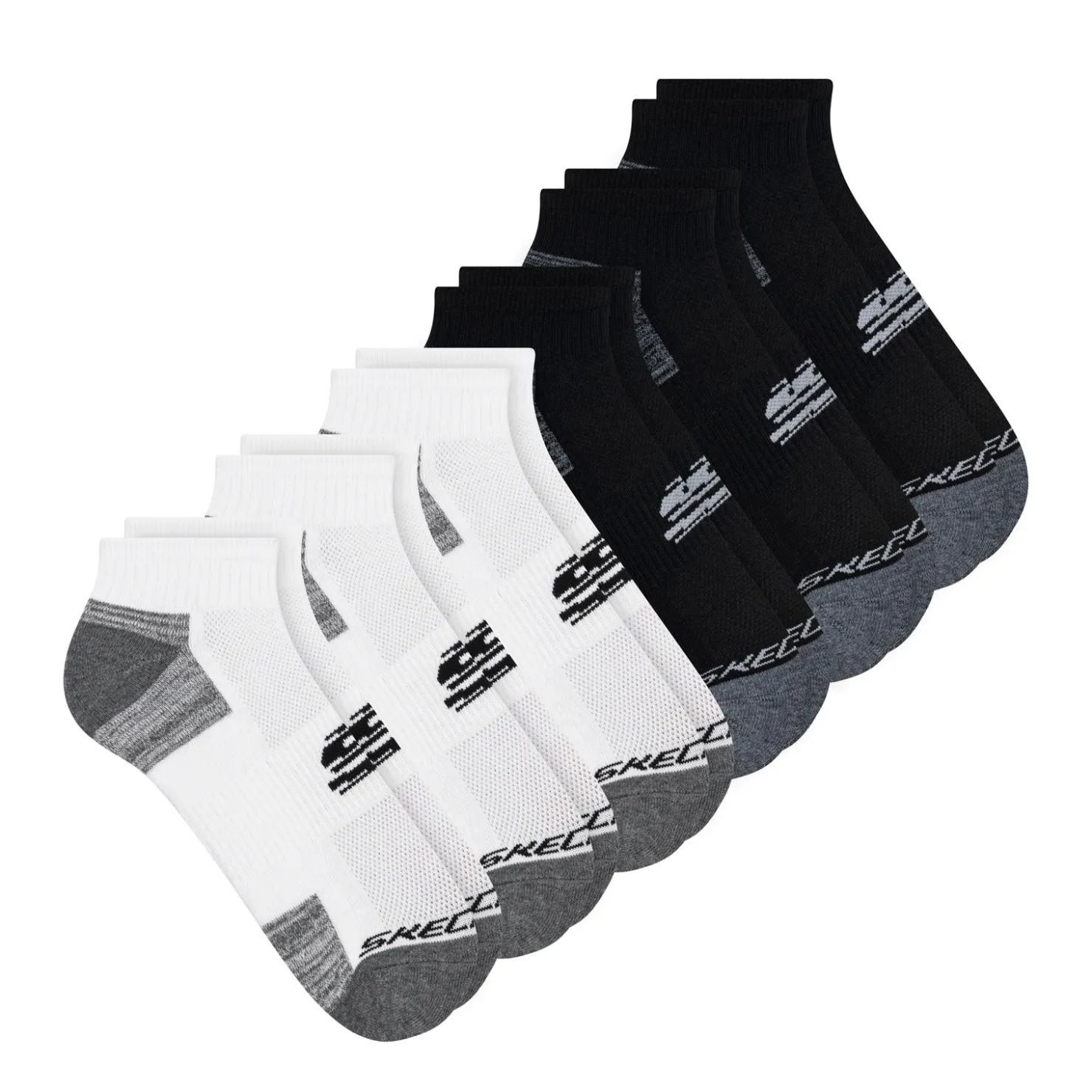 Socks*United Legwear Company Llc Men's Skechers, Quarter Socks - 6 Pair White Black